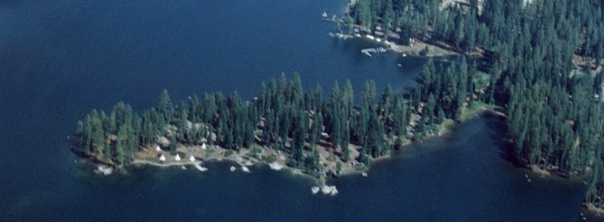 Aerial view of Camp Chawanakee in Shaver Lake